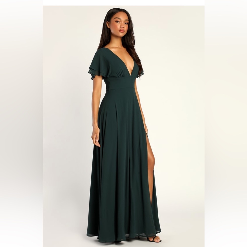 Promise of Love Emerald Flutter Sleeve Maxi Dress